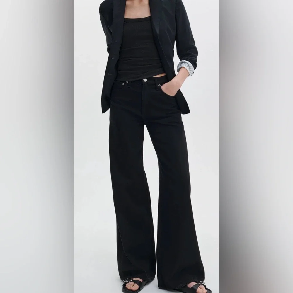 NWT Logan Wide-Leg Jeans Featherweight in Black Size 26 - Picture 3 of 7